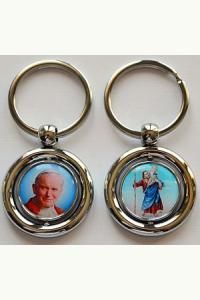 Breloczek dwustronny - Jan Paweł II/Św. Krzysztof