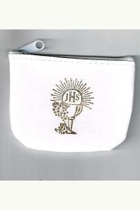 Etui na różaniec komunijny białe na suwak