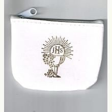 Etui na różaniec komunijny białe na suwak, 7300