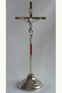 Krzyż stojący metalowy srebrny