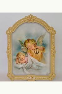 Obrazek na drewnie Anioł Stróż z latarenką