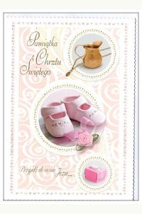 Pamiątka Chrztu Świętego dla dziewczynki - kartka okolicznościowa