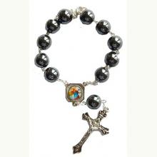 Różaniec hematytowy grafitowy Św. Krzysztof, 1029