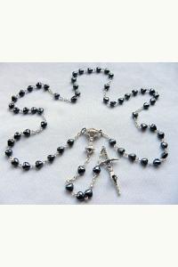 Różaniec komunijny serca grafitowe