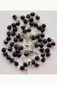 Różaniec komunijny kryształ czarny