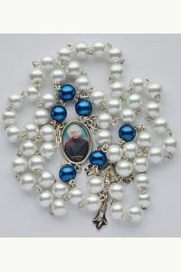 Różaniec ze św. Maksymilianem Kolbe biały