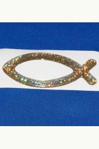 Rybka - naklejka na samochód - złota brokatowa