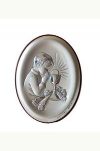 Obrazek srebrny chłopiec - Pamiątka Pierwszej komunii świętej (18x13 cm)