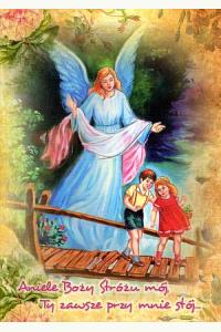 Obrazek na drewnie Anioł Stróż kładka