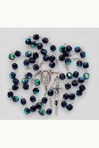 Różaniec kryształkowy granatowy opalizowany
