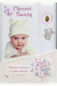 Pamiątka Chrzest Święty tryptyk Różowa