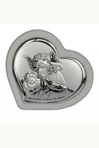 Obrazek Srebrny Aniołek z latarenką w sercu Pamiątka Chrztu Świętego