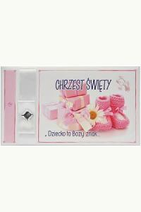 Pamiątka Chrztu Świętego z kryształkiem (dla dziewczynki)