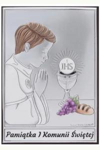 Obrazek Srebrny Kolorowy Komunia Chłopiec (mały)