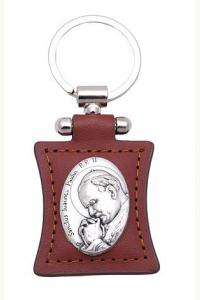 Brelok ze Św. Janem Pawłem II Na Skórze Brązowy