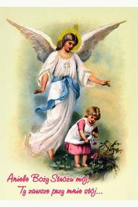 Obrazek na drewnie Anioł Stróż i Dziewczynka