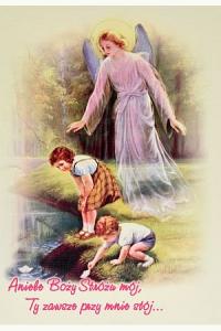 Obrazek Na Drewnie Anioł Stróż i Dzieci