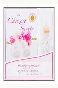 Pamiątka Chrzest Święty tryptyk różowa
