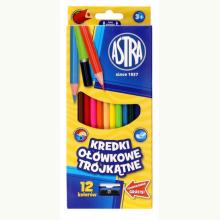Kredki ołówkowe trójkątne 12 kolorów ASTRA, 5900263060443
