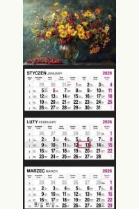 Kalendarz 2026 trójdzielny Bukiet