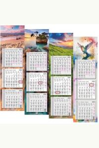 Kalendarz 2026 trójdzielny wąski płaski mix