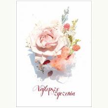 Kartka okolicznościowa z kopertą. Najlepsze życzenia - róża, 5908219972611 Kartka okolicznościowa z kopertą. Najlepsze życzenia - róża, 5908219972611