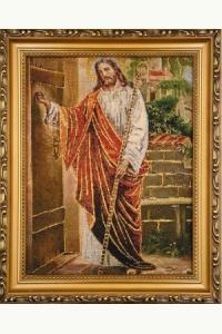 Obraz Haftowany - Jezus u drzwi 22x27,5cm