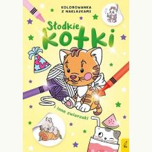 Słodkie kotki i inne zwierzaki. Kolorowanka z naklejkami, 9788328099272