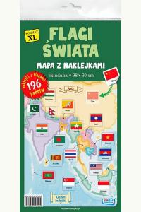 Flagi świata. Mapa z naklejkami