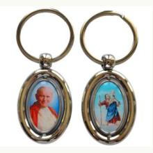 Brelok obrotowy Św. Jan Paweł II/ Św. Krzysztof owalny, D5694