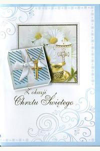 Z okazji Chrztu Świętego - kartka okolicznościowa (niebieska)