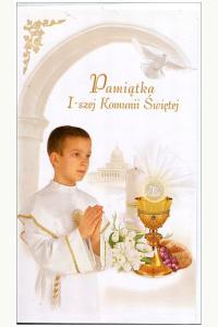 Pamiątka Pierwszej Komunii Świętej - kartka okolicznościowa (chłopiec)