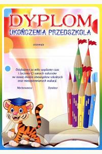 Dyplom ukończenia przedszkolaka z tygryskiem