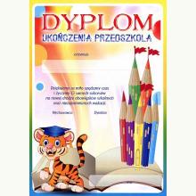 Dyplom ukończenia przedszkolaka z tygryskiem, P0123 Dyplom ukończenia przedszkolaka z tygryskiem, P0123
