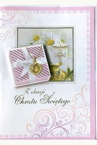 Z okazji Chrztu Świętego - kartka okolicznościowa (różowa)