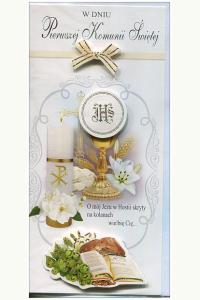 Karnet De Lux złocony Komunia