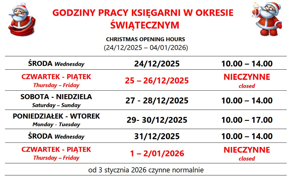 Godziny pracy księgarni Polbooks w Glasgow w okresie świątecznym